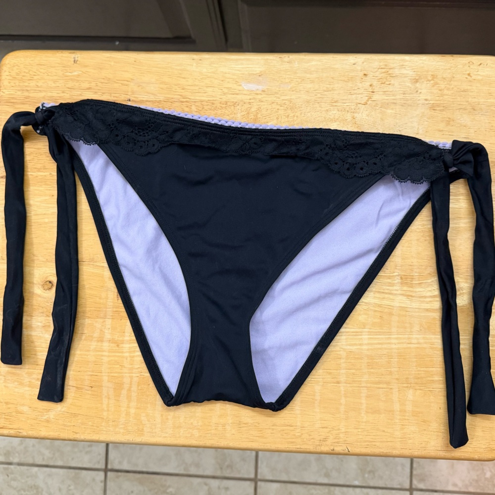 Adore Me Black and Lavender Lace Bikini Bottom